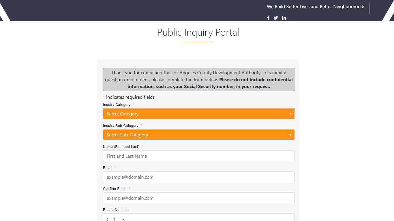 Public Inquiry Portal - LACDA