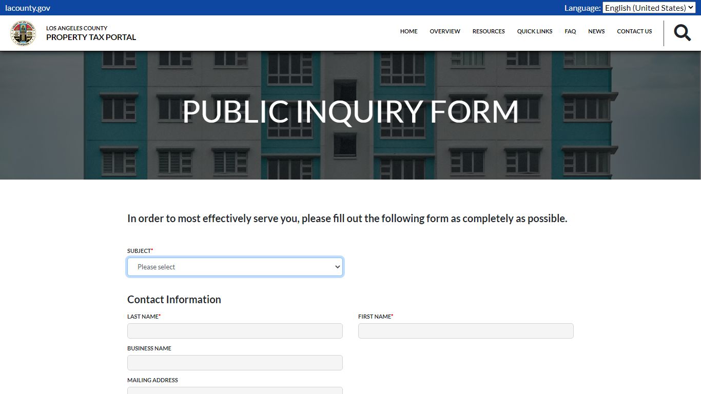 PublicInquiry Los Angeles County - Property Tax Portal